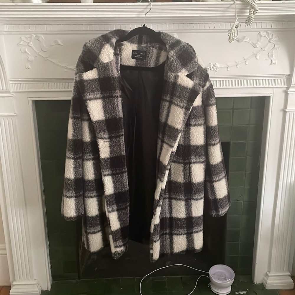 Black and white checkered coat